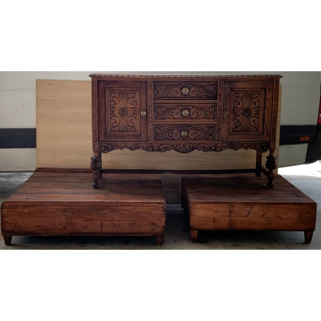 20th Low Platform Coffee Table, Slabs of Vintage Hardwood . Conductors Podium For Sale - Image 12 of 12