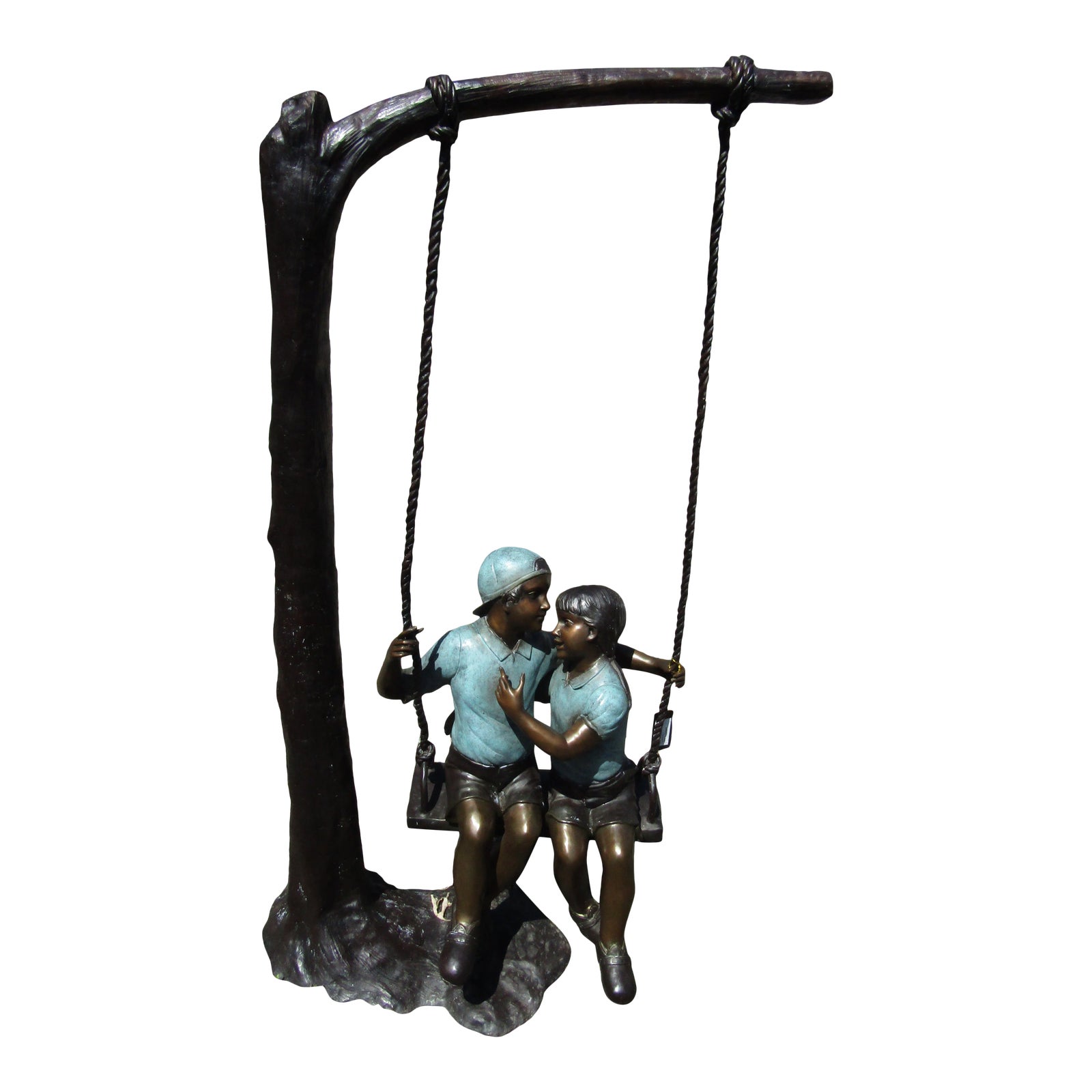 Children Swinging Bronze Statue Chairish