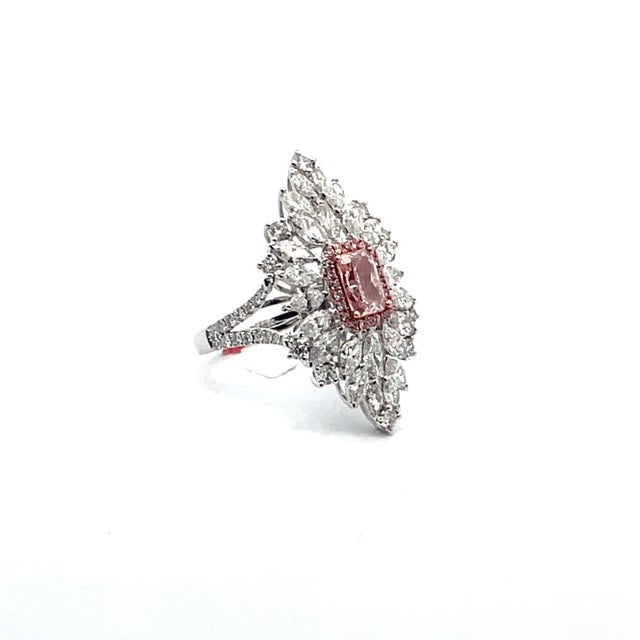 Pink 18k White Gold Fancy Pink Diamond Cocktail Ring, Size 6.75 For Sale - Image 8 of 12
