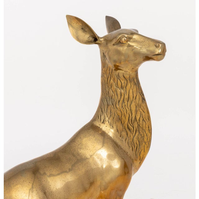 Pair of Stag and Doe Large Brass Sculptures For Sale - Image 4 of 11