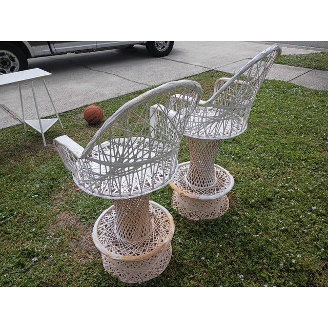 1960s 1960s Pair of Russel Woodard Set Barstools Spun Fiber For Sale - Image 5 of 7