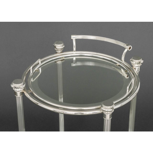 Modern Chrome Plated Two-Tier Bar Cart For Sale In New York - Image 6 of 9
