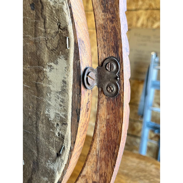 Antique Quarter-Sawn Oak Serpentine Dresser With Original Oval Swing Mirror, C. 1900–1915 For Sale - Image 11 of 17