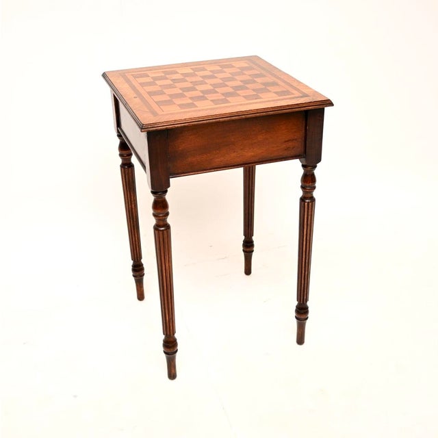 Vintage English Walnut Chess Table, 1920 For Sale - Image 4 of 10