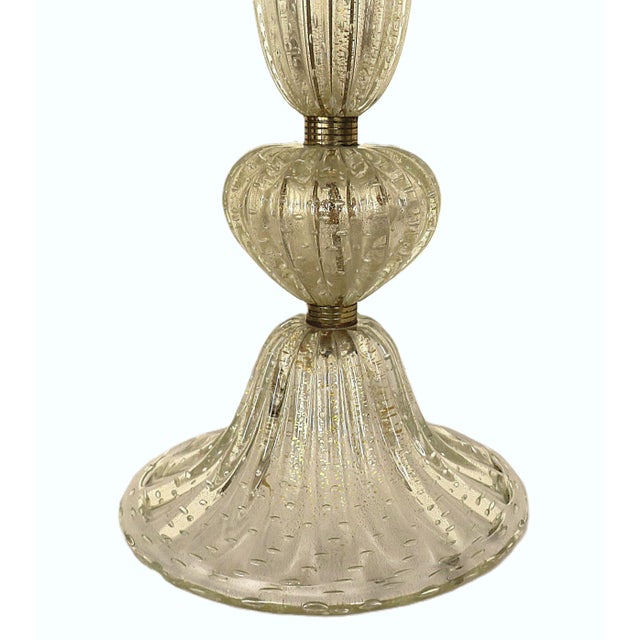 Italian Gold Murano Glass Table Lamp With Controlled Bubble Mid Century Modern For Sale - Image 4 of 8