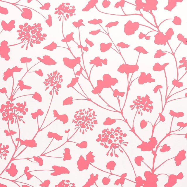 Schumacher Sample - Schumacher Pennick Wallpaper in Coral on Ivory For Sale - Image 4 of 4