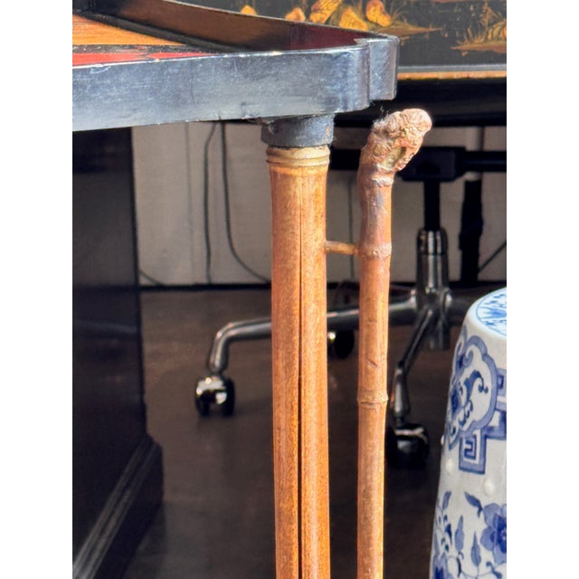 Brown 19th Century English Bamboo and Lacquer Side Table For Sale - Image 8 of 8