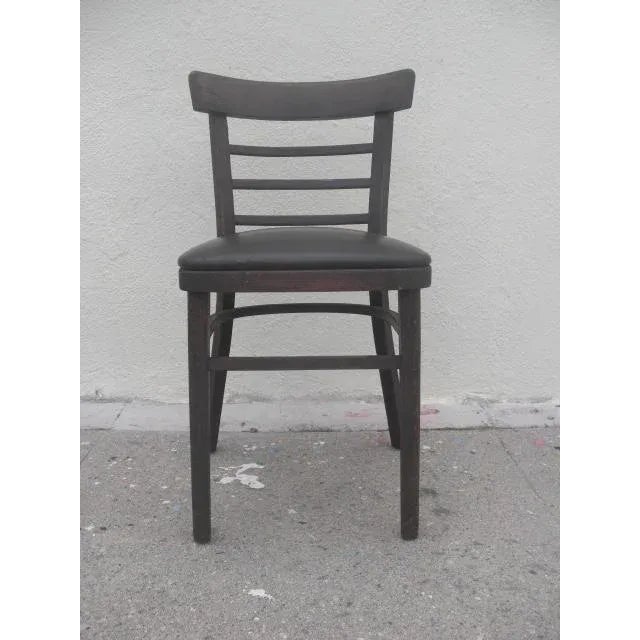Vintage Wooden Desk Chair with Vinyl Seat For Sale - Image 10 of 10