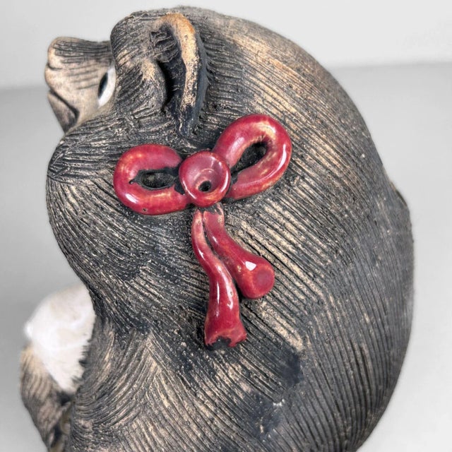 1960s Female Tanuki with Red Bow Shigaraki Pottery, 1960s For Sale - Image 5 of 14