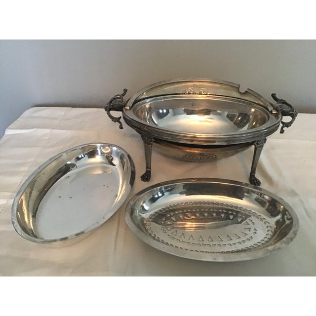 Vintage British Silver Plated Retractable Lidded Serving Dish With Two