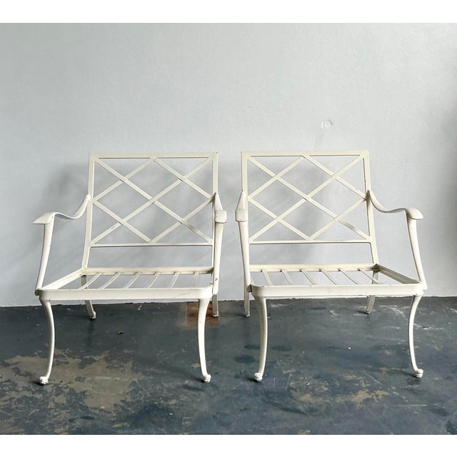 Late 20th Century Vintage Boho Cast Aluminum “Florentine” Lounge Chairs After Brown Jordan For Sale - Image 5 of 11