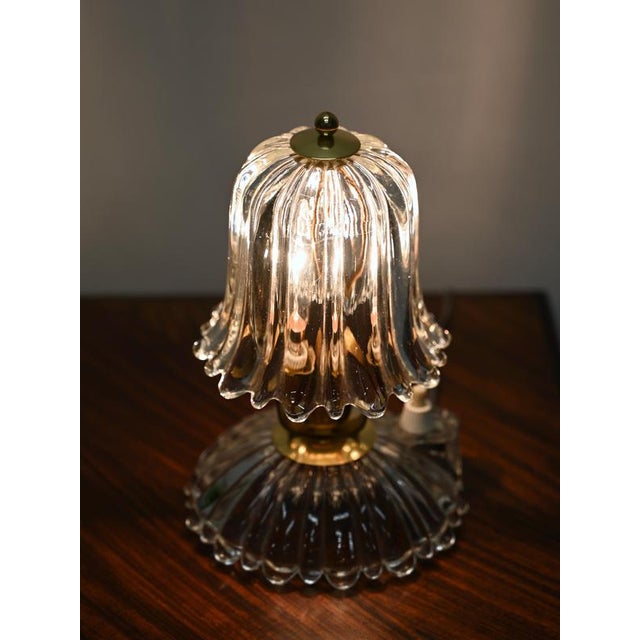 Murano Glass and Brass Bell-Flower Table Lamp attributed to Carlo Scarpa, Italy, 1940s For Sale - Image 15 of 16