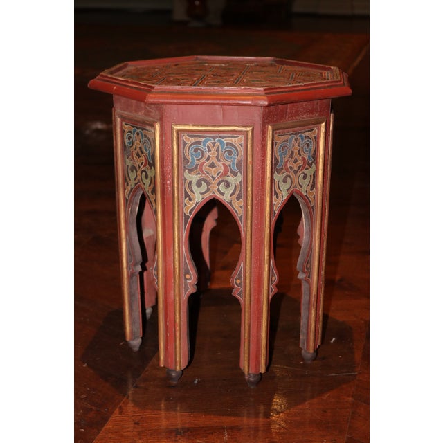 Small Moroccan Hand Painted Side Table | Chairish