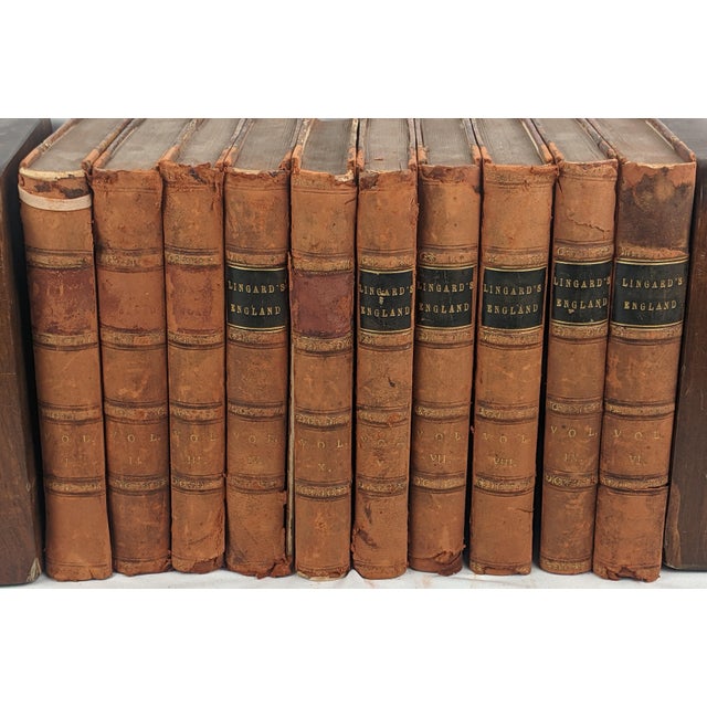 Burnt Orange 1855 John Lingard’s Illustrated History of England, Complete 10-Volume Leather Set For Sale - Image 8 of 13