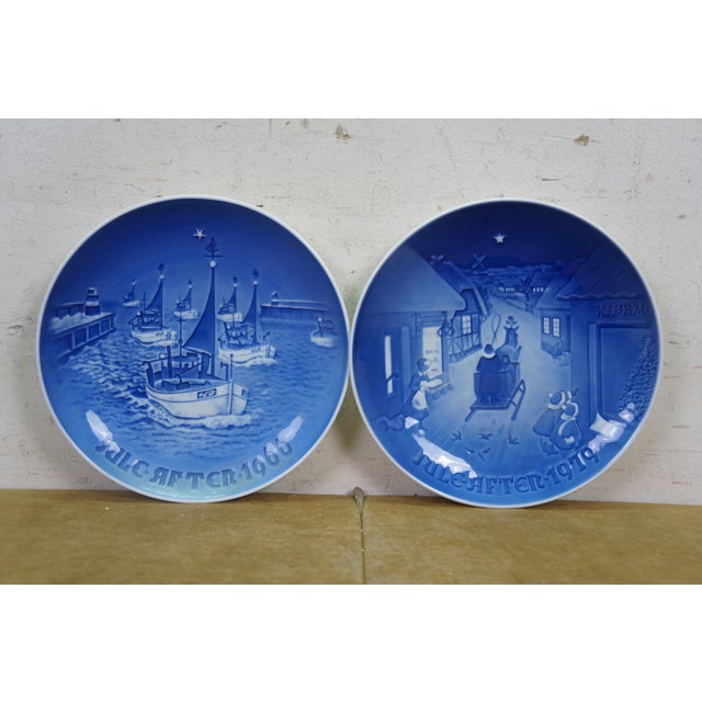 Ceramic Late 20th Century 13pc Bing & Grondahl B&g Denmark Copenhagen Cobalt Blue Christmas Plates For Sale - Image 7 of 14