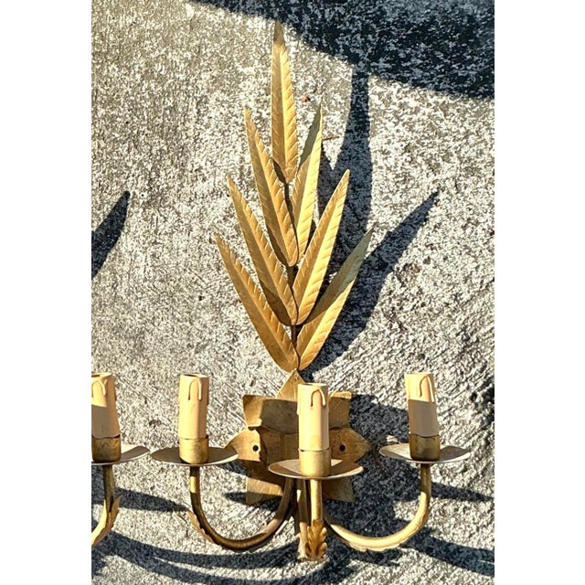 Vintage Regency Gilt Leaf Sconce - A Pair For Sale - Image 10 of 18