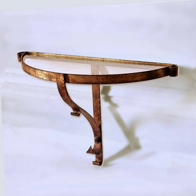 Italian Italian Demilune Shelf - Vintage Gilt Wrought Iron For Sale - Image 3 of 8