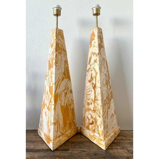 Metal Vintage Italian Scagliola Pigmented Plaster Table Lamps For Sale - Image 7 of 12