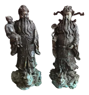Chinese Bronze Sculptures 20th Century - a Pair