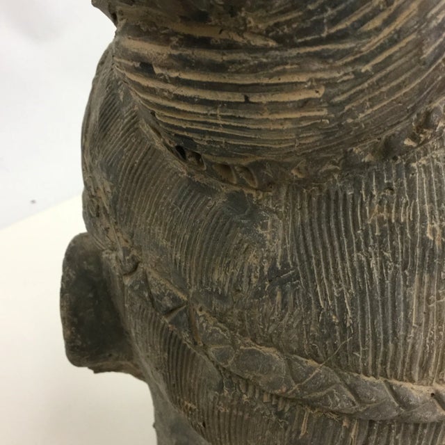 Vintage Clay Chinese Art Warrior Bust Head Art For Sale - Image 9 of 11