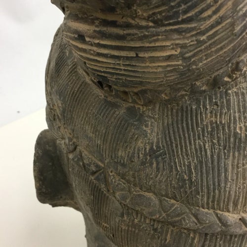 Vintage Clay Chinese Art Warrior Bust Head Art Sculpture