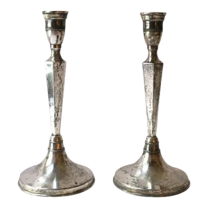 European Continental Silver Candlesticks Holders, Pair