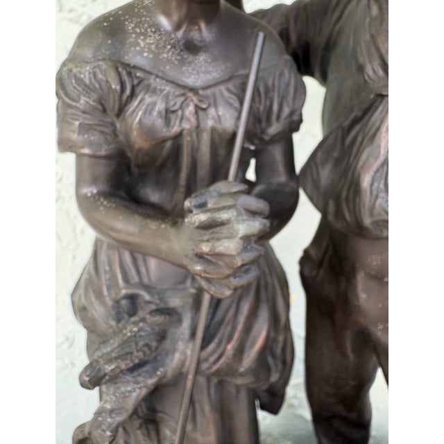 Charcoal French Figural Sculpture Depicting “The Angelus” by Onnaing, Early 20th Century For Sale - Image 8 of 12