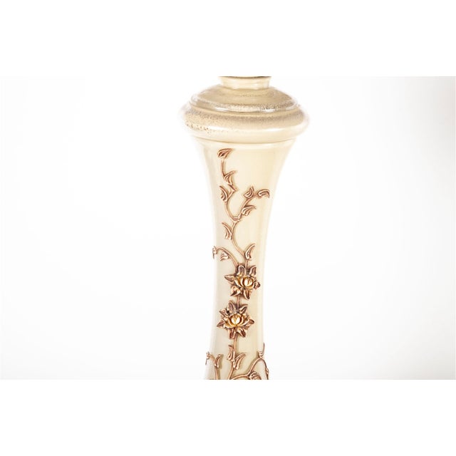Hollywood Regency Vintage Hollywood Regency Applied Floral Table Lamps - A Pair For Sale - Image 4 of 8