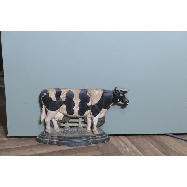 Cold Painted Cast Iron Door Stop, Cow at the Gate Needless to say a heavy piece, the finish has slightly rusted with age,...