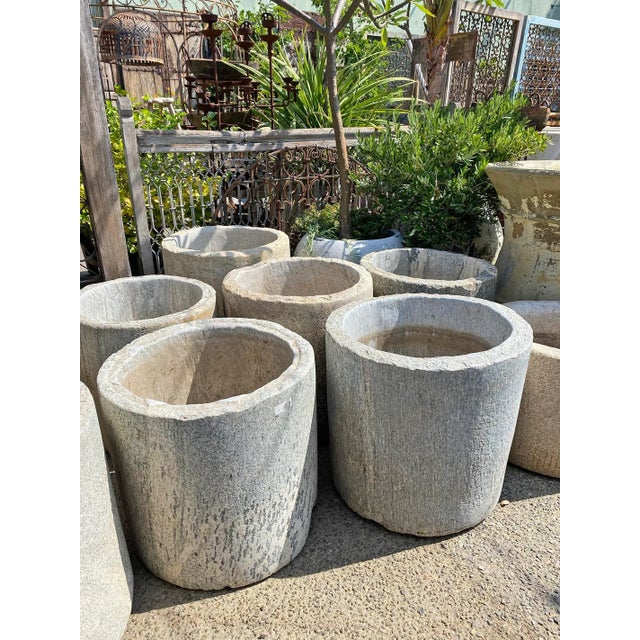 Mid 20th Century Old Vintage Chinese Granite Organic Modern Planter Pot For Sale - Image 5 of 6