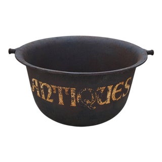 Large Antique Cast Iron Cauldron Pot For Sale