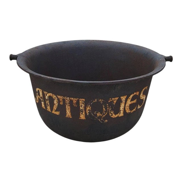 Large Antique Cast Iron Cauldron Pot For Sale