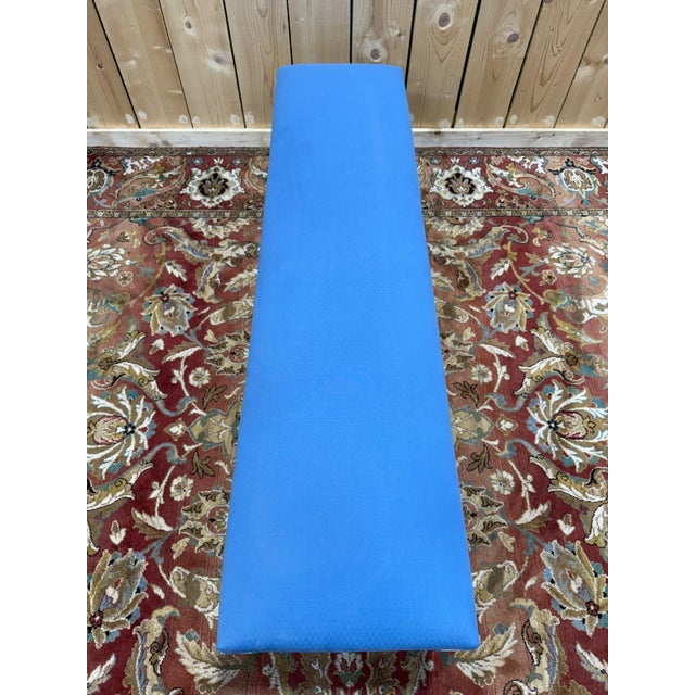 Louis XVI Kitchen Bench in Wood with Blue Fabric For Sale - Image 6 of 8