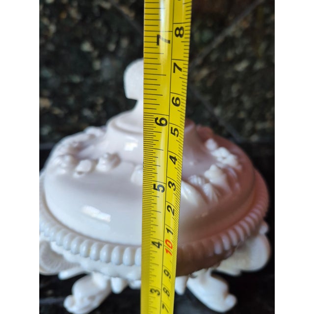 Glass Mid-20th Century Coastal Westmoreland Pink Milk Glass "Argonaut" Covered Candy Dish For Sale - Image 7 of 7