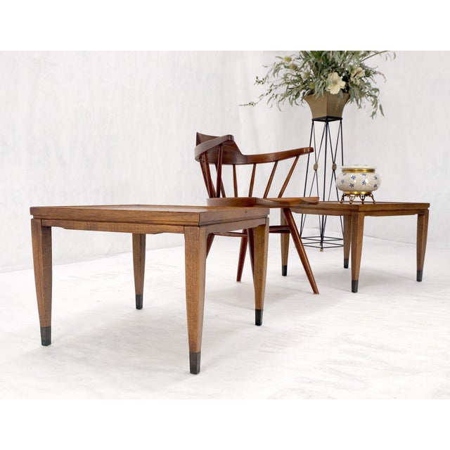 Pair of Mid Century Modern Square Walnut Side End Tables Removable Legs MINT! For Sale - Image 11 of 12