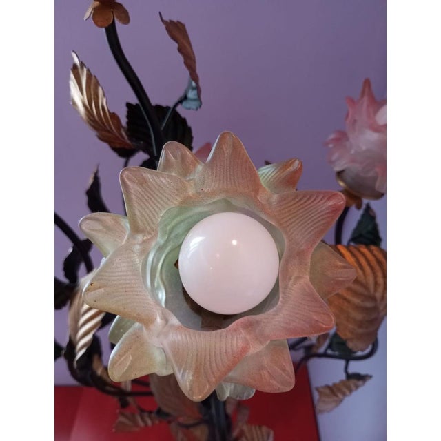 Vintage Floor Lamp with Murano Glass Roses, Italy, 1960s For Sale - Image 13 of 18