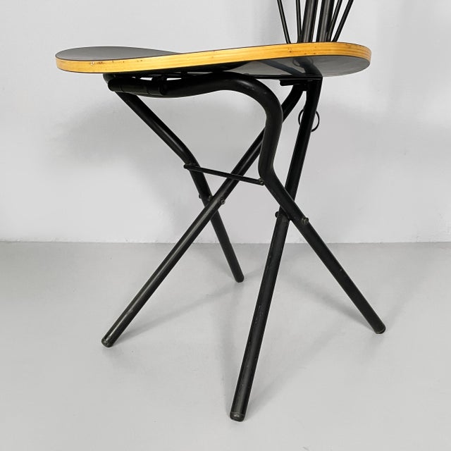 Italian Modern Black Wood and Metal Folding Chair, 1980s For Sale - Image 16 of 18