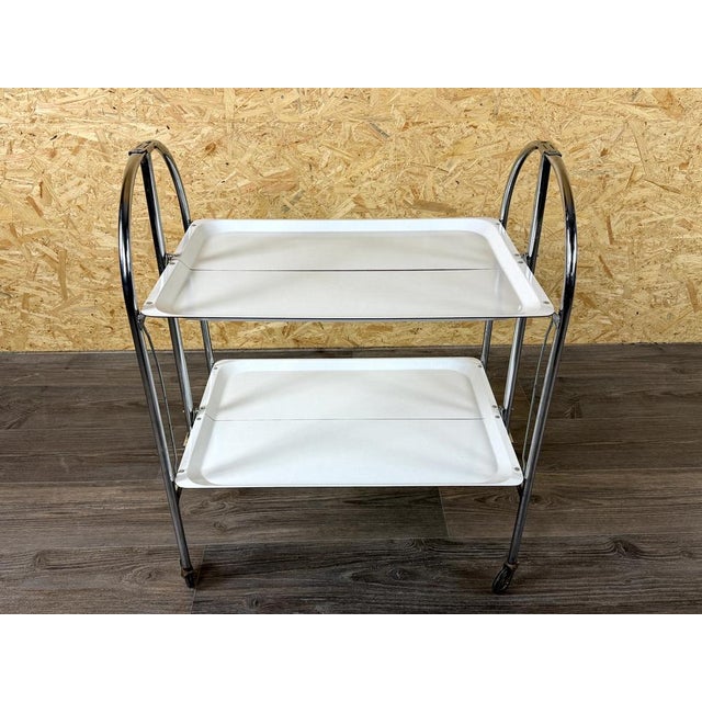 Space Age Chrome and White Serving Trolley, 1960s-1970s For Sale - Image 15 of 17