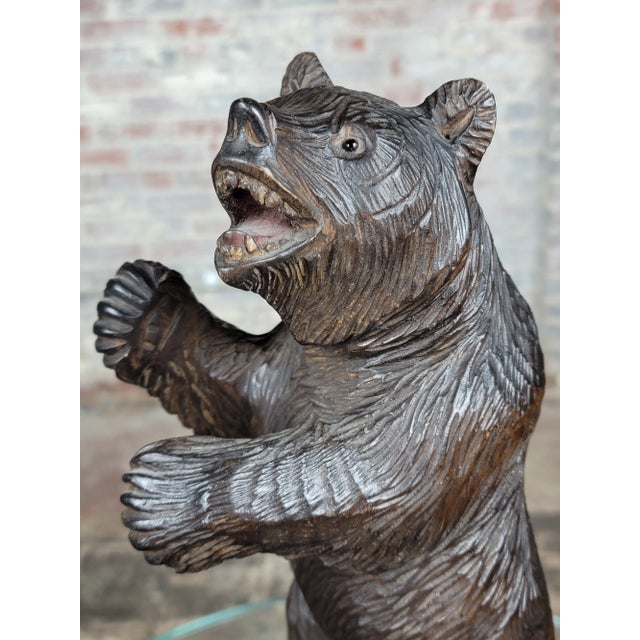 Vintage Black Forest Figurine - Carved Standing Bear For Sale - Image 9 of 12