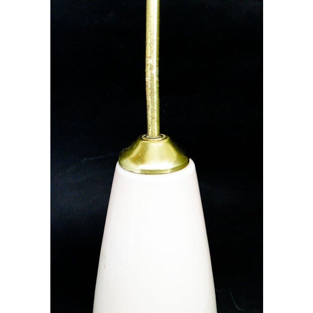 Glass and Brass Pendant Lamp, Poland, 1960s For Sale - Image 4 of 7