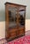 Antique English Jacobean Bookcase Cabinet Double Door Wavy Glass Tiger Oak 1930s For Sale - Image 13 of 18