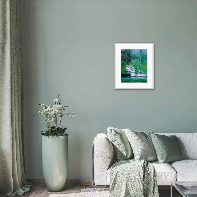 Textile "Noyo Harbor" Contemporary Landscape Oil Painting For Sale - Image 7 of 12