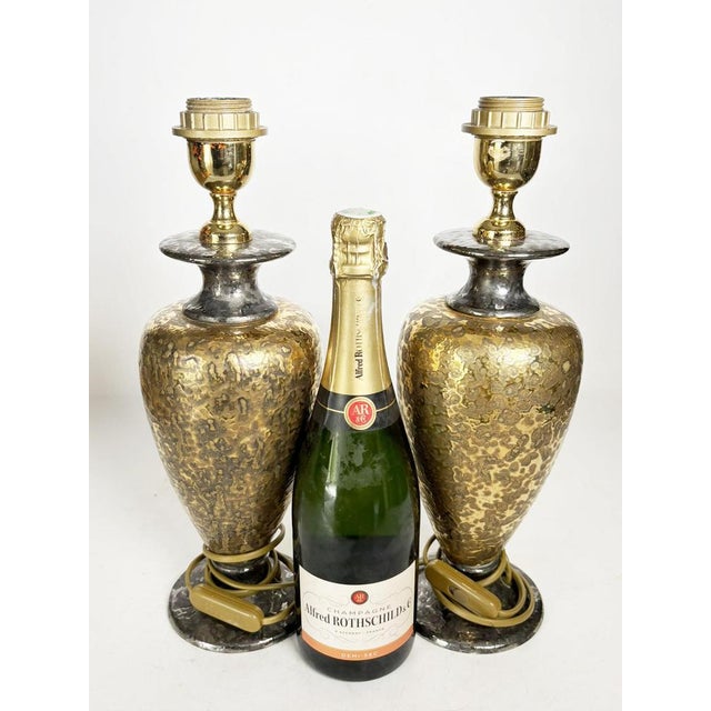 Gilded Metal Lamps, France, 1980, Set of 2 For Sale - Image 4 of 17