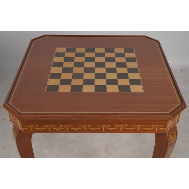 Wood Vintage Italian Marquetry Convertible Roulette, Chess and Card Game Table For Sale - Image 7 of 10