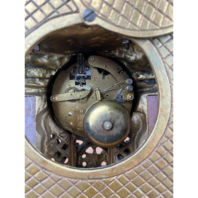 Vintage Brass Figurine Mantel Clock For Sale - Image 16 of 18