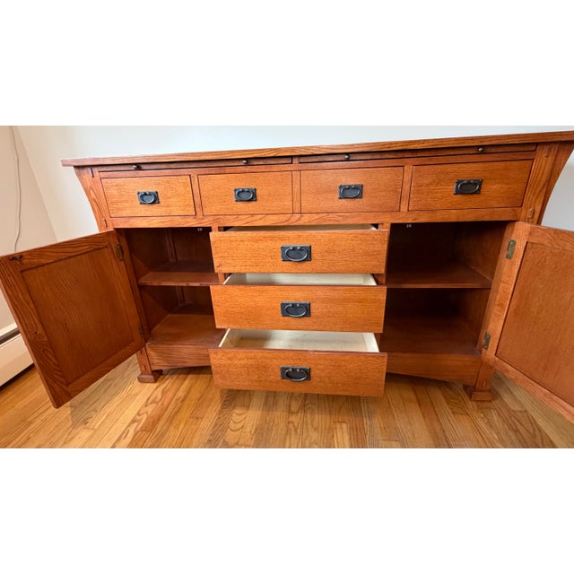 Stickley Late 20th Century Stickley Style Mission Oak Arts & Crafts China Cabinet Hutch For Sale - Image 4 of 11