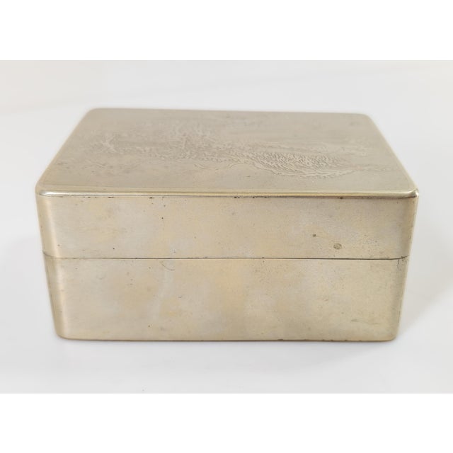 Wood 19th Century Chinese Paktong Ink Box With Landscape Design For Sale - Image 7 of 12