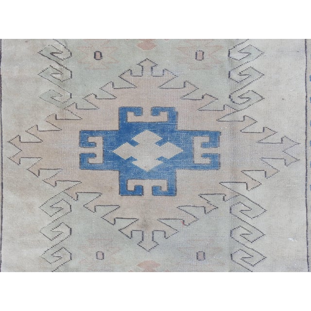 Antique Oushak Neutrals, Teal and Flesh Tones For Sale - Image 9 of 11