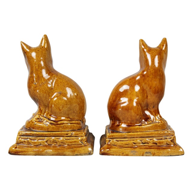 Ceramic Brown Stoneware Cats - a Pair For Sale - Image 7 of 9