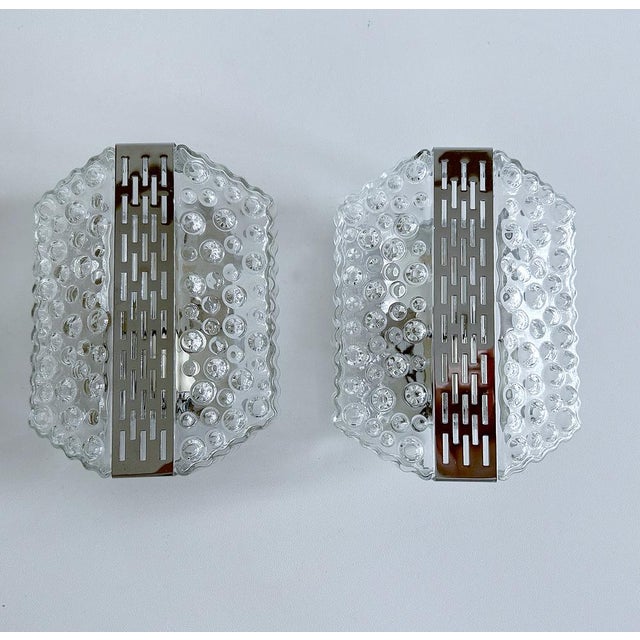 Vintage Bubble Glass and Chrome Sconces, 1970s, Set of 2 For Sale - Image 6 of 15
